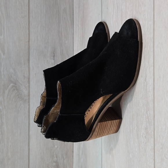 Lucky Brand Women Keight Ankle Leather Open toe Heels Boots shoes sz 7.5M - Picture 1 of 14